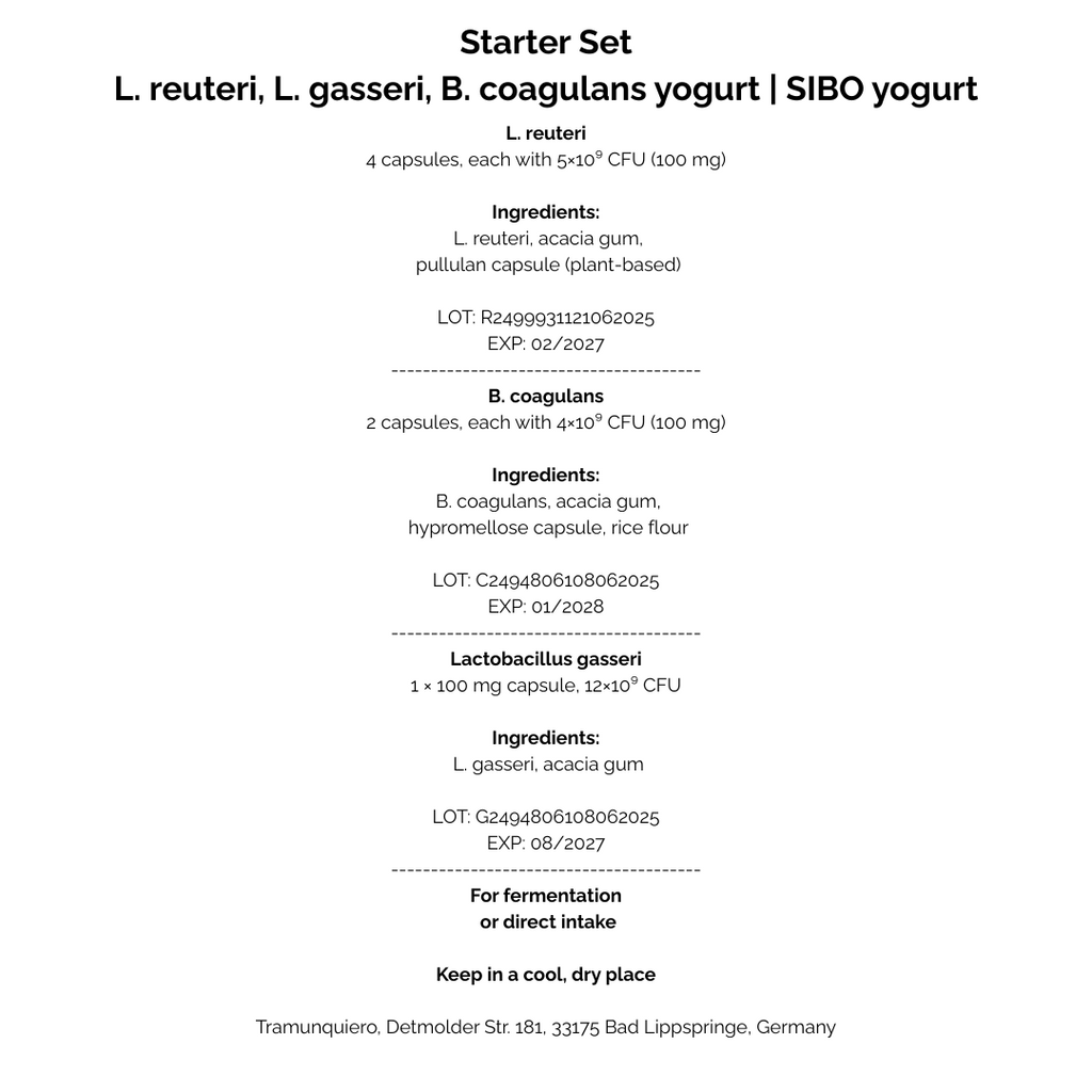 L. reuteri、L. gasseri、B. coagulans 酸奶启动套装 | SIBO 酸奶